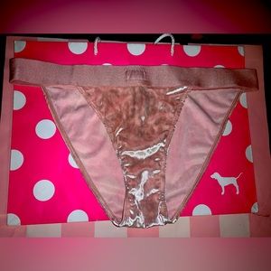 NWT VS PINK Size XL Baby Pink Velour Bikini Cut Panty.